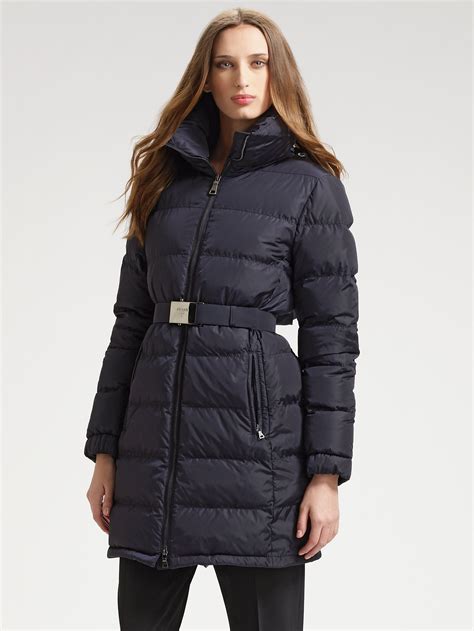 prada quilted belted down jacket|Prada cropped cashmere down jacket.